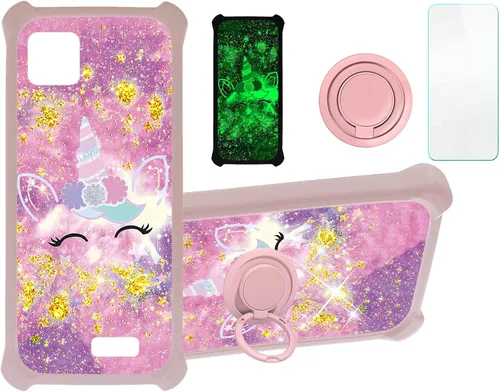 Vista 123 de jioeuinly JSF-DJS - Funda compatible con Nothing Phone 2a con protector de pantalla de vidrio templado, policarbonato duro + silicona suave, soporte