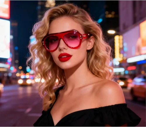 Vista 4 de Gafas de sol de piloto de moda populares para mujer, sombras UV400 Remaches retro decoración gradiente tendencia hombres gafas de sol redondas Rojo