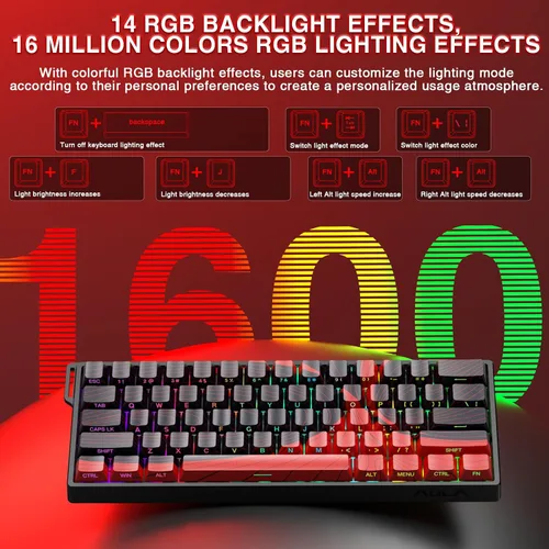 Vista 8 de AULA WIN60 HE MAX - Teclado mecánico 60% para juegos con cable, interruptores magnéticos de efecto Hall intercambiables en caliente, modo de disparo