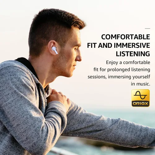 Vista 7 de Auriculares TOZO E2 inalámbricos con cancelación de ruido AI con 2 micrófonos, controladores de 10mm con potentes bajos, aplicación personalizada