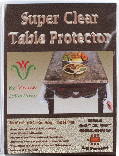 Vista 2 de Protector de mantel y mantel duradero 100% vinilo súper transparente, tamaño rectangular de 60 x 90 pulgadas