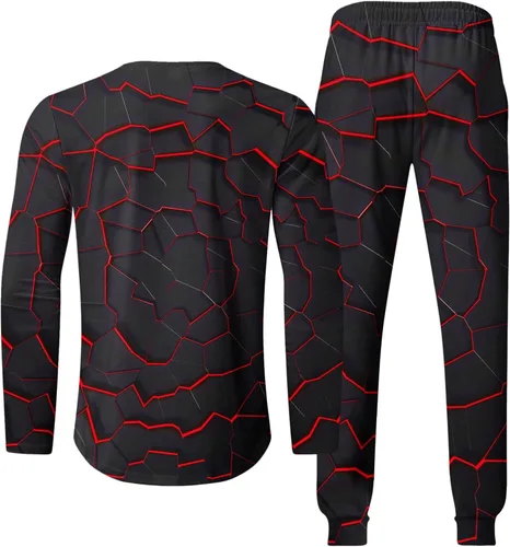 Vista 4 de Conjunto deportivo de 2 piezas para hombre, tallas grandes, conjuntos de camisetas y pantalones deportivos, conjuntos de pantalones deportivos
