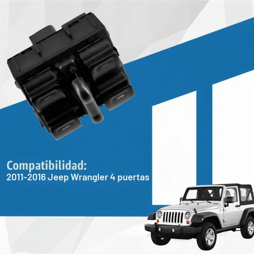 Vista 2 de Interruptor principal de elevalunas eléctrico delantero izquierdo del lado del conductor para Jeep Wrangler 2011-2016 de 4 puertas, sustituye a