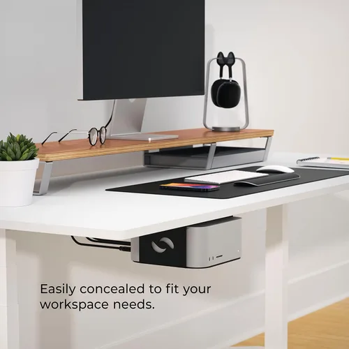 Vista 5 de HumanCentric Soporte para debajo del escritorio compatible con Mac Studio, soporte de montaje para M4 M3 M2 M1, disipación de calor, arañazos