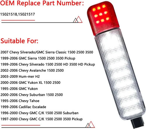 Vista 2 de 4 luces LED de cortesía para puertas para Chevy Silverado GMC C/K Compatible con Sierra 1500 2500 3500, Suburban, Avalanche, Hum-mer H2 Yukon