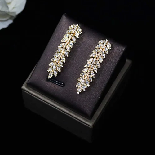 Vista 7 de Jorsnovs Juego de 4 piezas de joyería de boda de Dubai con forma de hojas de circonita cúbica collar de fiesta pulsera aretes colgantes y anillos