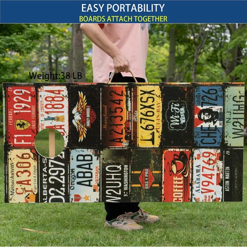 Vista 5 de Cornhole Boards Set Regulation Size - 4'x2' Premium Solid Wood Corn Hole Toss Game with 8 Bean Bags