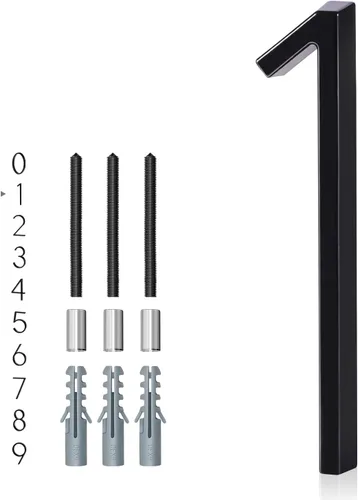 Vista 13 de Números de casa de 5 pulgadas para exterior, dirección de metal número 8, diseño moderno, acabado con recubrimiento en polvo negro resistente a