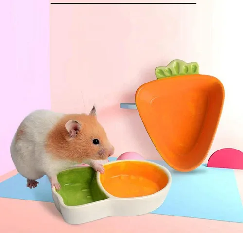 Vista 7 de Cuenco de comida para conejos, de cerámica, conejillos de indias, comedero de heno, plato de comida para agua, resistente a masticar, comedero