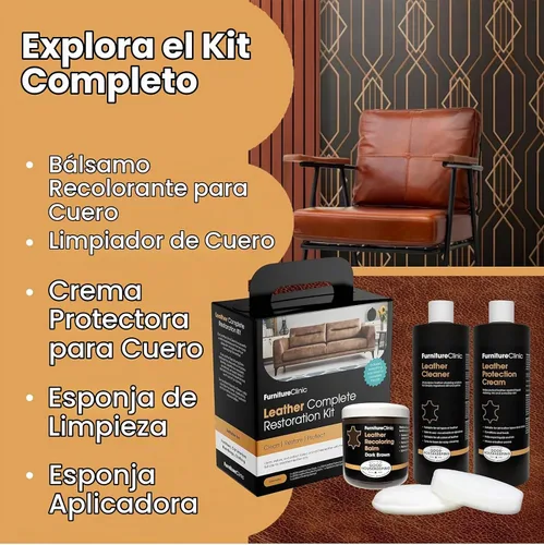 Vista 8 de Furniture Clinic - Bálsamo de cuero para recolorar, 16 colores, kit de reparación de cuero para muebles, sofás, asientos de automóvil y más, tinte