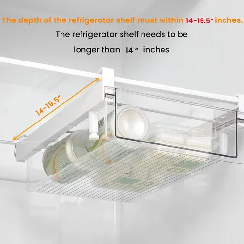 Vista 6 de Vacane Organizador de cajones grande para debajo de la estantería del refrigerador, organizador de cajones extraíbles para refrigerador, contenedor