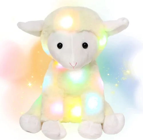 Vista 12 de Hopearl Pato de peluche LED que se ilumina, patito relleno de animal de granja flexible, luces nocturnas que brillan en la oscuridad, regalos