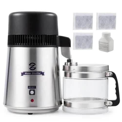 Vista 11 de CO-Z Destilador de agua de 1.1 galones, máquina de agua destilada de 4L para encimera con olla de vidrio, purificador de agua destilada de 750W