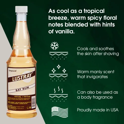 Vista 3 de Clubman Lustray Bay Ron Loción para después del afeitado para hombres – Salpicadura clásica para después del afeitado, aroma calmante y refrescante