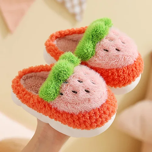 Vista 4 de sfdgfhyf Toddlers House Slippers Girls Toddler Cotton Slippers Girls Winter Home Indoor Warm Fruit (Red, 10.5 Years Big Kids)