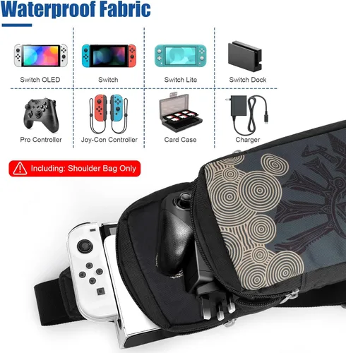 Vista 3 de Xishwon Backpack Carrying Travel Bag for Nintendo SwitchLiteOLEDConsoleDockJoy-Cons&Accessories Storage, Portable Nylon Waterproof Crossbody