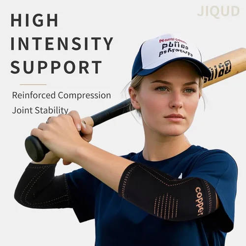 Vista 3 de Codera para el codo para tendinitis y codo de tenista para mujeres, manga de compresión de cobre para alivio del dolor del codo de golfista