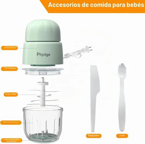 Vista 7 de Fabricante de Comida para Bebés, Licuadora Verde de Comida para Bebés, Fabricante de Puré de Comida para Bebés de 10 oz, Procesador de Alimentos