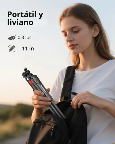 Vista 2 de Aureday Trípode de teléfono de 72" y palo para selfie, soporte de trípode para teléfono celular con control remoto inalámbrico y soporte extensible