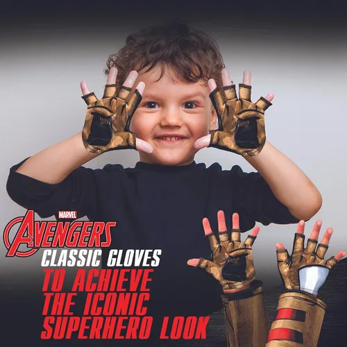 Vista 6 de Jazwares Marvel - Guantes de Capitán América para niños, con licencia oficial del Capitán América, guantes de réplica de poliéster con diseño