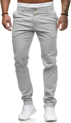 Vista 2 de Hungson - Pantalones de mezclilla para hombres, ajustados, elásticos, de ajuste delgado, casuales, con teñido, pantalones de mezclilla de moda rectos