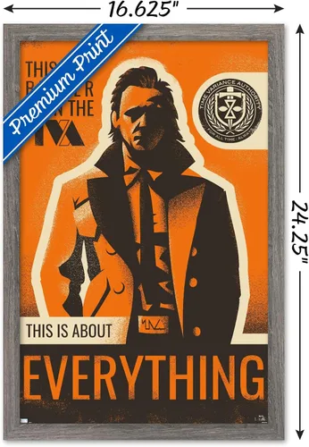 Vista 3 de Marvel Loki: Season 2 - Póster de pared de Loki Everything, 22.4 pulgadas de largo x 14.7 pulgadas de ancho, versión enmarcada de madera de granero