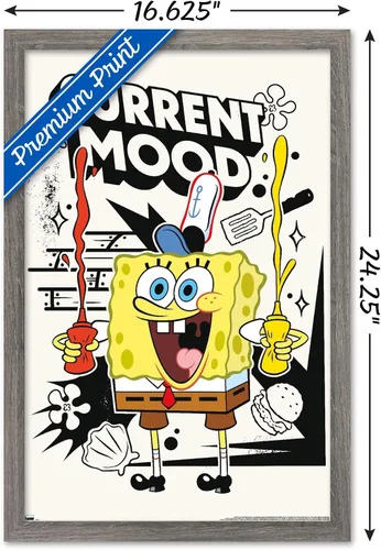 Vista 3 de Trends International Nickelodeon Bob Esponja - Póster de pared de humor actual, 22.4 pulgadas de largo x 14.7 pulgadas, versión enmarcada de madera