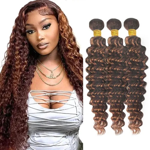 Vista 131 de #30 - Paquetes de cabello humano rizado marrón Jerry, 3 paquetes, 20, 22 30# Jerry rizado