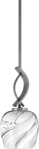 Vista 30 de Toltec Lighting Cavella Stem Colgado Mini colgante, acabado grafito, vidrio de muselina blanca de 4 pulgadas