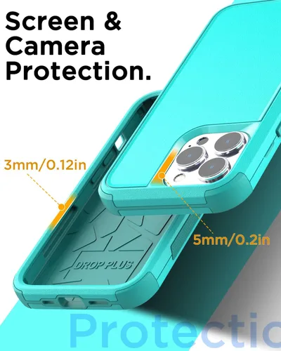 Vista 7 de AICase Funda resistente de 3 capas para iPhone 14 Pro (6.1 pulgadas), apta para bolsillo, protección de grado militar, a prueba de golpes, a prueba