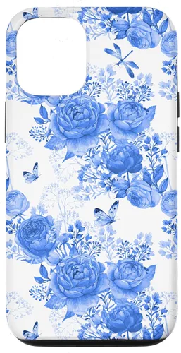 Vista 28 de Funda para iPhone 16 French Country Floral Azul Blanco Toile Grandmillennial Roses
