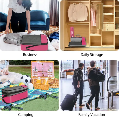Vista 50 de BAGAIL 4 juegos/6 juegos/8 cubos de compresión para embalaje, accesorios de viaje, organizadores de embalaje expandibles (malla cuadrada, 06-beige)