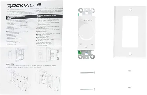 Vista 8 de Rockville VOL850 Controlador de volumen estéreo de pared de 50 W x2, 8 ohmios, perilla giratoria de 11 pasos, atenuación de 20 Hz-20 kHz, atenuación