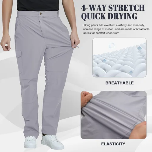Vista 5 de MEETYOO Pantalones cargo de senderismo para hombre, impermeables, tácticos, ligeros, elásticos, para acampar
