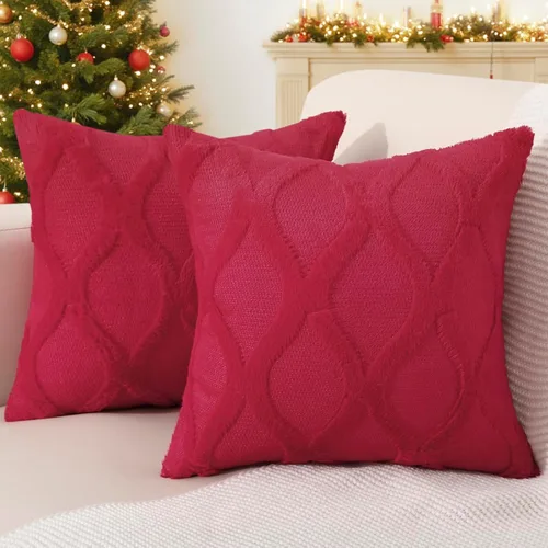 Vista 23 de decorUhome - Juego de 2 fundas de cojín decorativas para primavera de 16 x 16 pulgadas, fundas de almohada afelpadas de lana y piel sintética suave