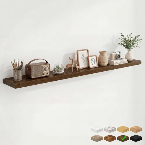 Vista 109 de Marsmiles 12in Depth Floating Shelves, 12x12x1.4, Rustic Brown, Set of 3 Marrón rústico