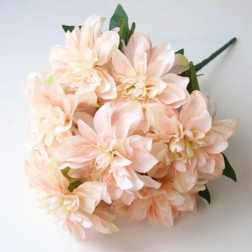 Vista 2 de 10 cabezas dalia falsa flor artificial dalia flor claro champán Champán claro