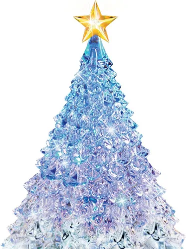 Vista 2 de Thomas Kinkade The Bradford Exchange Centro de mesa de árbol de Navidad de cristal, con luz, sonido y movimiento.
