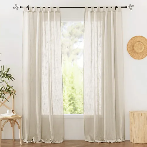 Vista 12 de RYB HOME - Cortinas de lino con textura transparente, 2 paneles