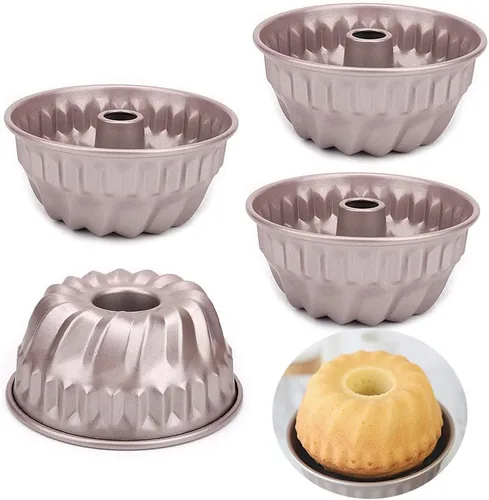 Vista 9 de Molde de Kugelhoft hueco de acero al carbono redondo de 4 pulgadas con forma rectangular redonda de 4 pulgadas, molde para tartas, utensilios