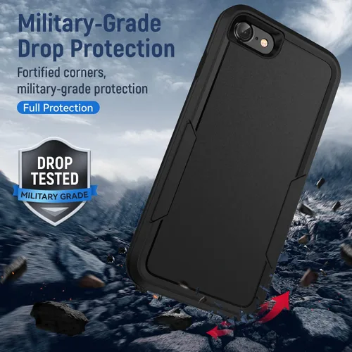 Vista 6 de Funda para iPhone SE 2022 (3ª)/2020 (2ª)/iPhone 7/8, con protector de pantalla, [prueba de caídas de grado militar], resistente, resistente, a Negro