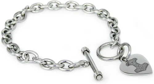 Vista 20 de Pulsera y Collar con Dijes de Símbolos de Corazón de Acero Inoxidable Solo pulsera de plata