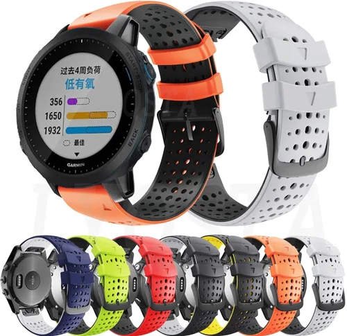 Vista 2 de Correa de reloj de 0.866 in para Garmin Forerunner 945 935 Fenix 5 5Plus Fenix 6 Pro silicona reloj inteligente banda liberación rápida correa