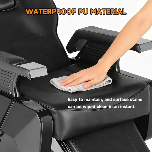 Vista 9 de Silla de peluquería hidráulica reclinable silla de peluquería sillas de peluquería silla de pelo 360 grados giratoria sillas de peluquería para Negro
