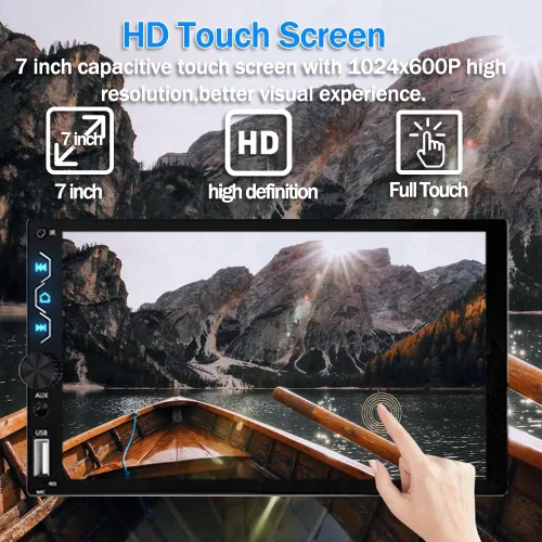 Vista 6 de Leadfan Estéreo de coche de doble DIN con cámara de tablero, receptor de audio de 7 pulgadas con pantalla táctil Full HD compatible con Carplay