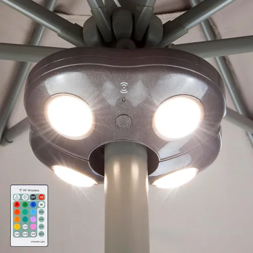 Vista 7 de LUXSWAY Luz de sombrilla de patio que cambia de color, funciona con pilas, color blanco