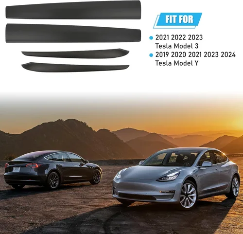 Vista 4 de Cubierta de salpicadero y moldura de puerta para Tesla Model Y/3 Matte black ABS interior trim wrap for 2019-2023 Model Y & 2021-2023 Model 3