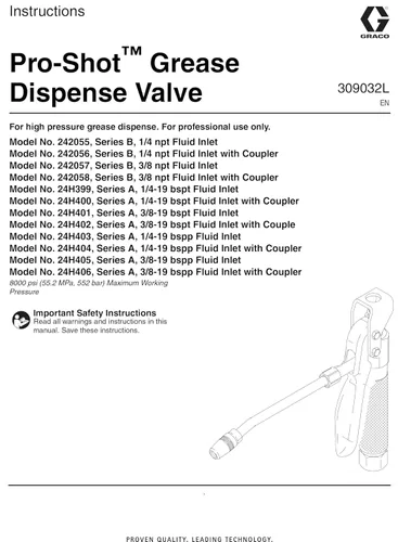 Vista 3 de Graco Mango de grasa Proshot NPT de 1/4" 242056/242-056