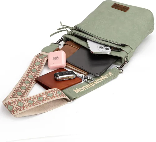 Vista 5 de Montana West Bolso cruzado de bolsillo CCW de múltiples compartimentos con correa de guitarra