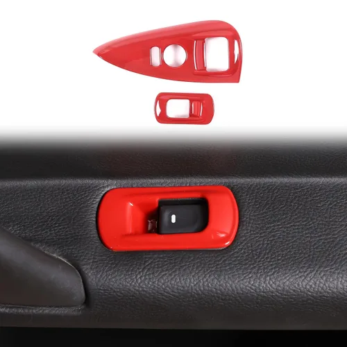 Vista 9 de Cubierta para interruptor de elevación de ventana compatible con Chevy Corvette C6 2005-2013, puerta de automóvil, ventana de vidrio, panel de botón